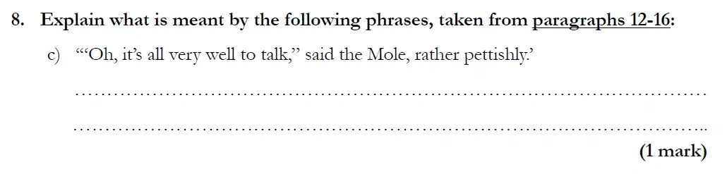 Question 08(c) - Streatham and Clapham High School – 11+ English Entrance Examination – 2020