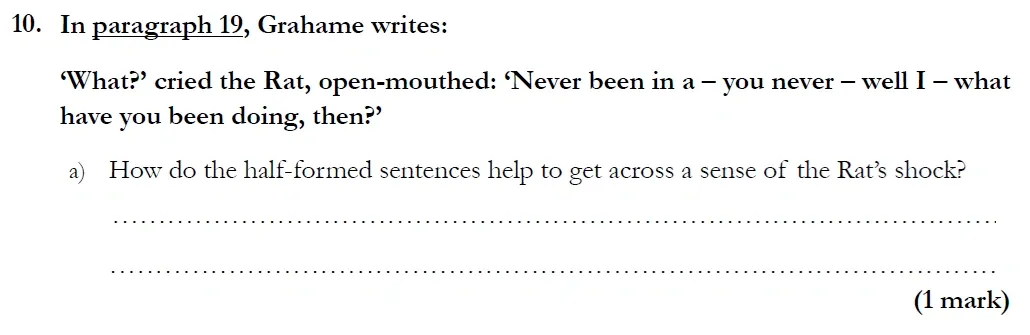 Question 10(a) - Streatham and Clapham High School – 11+ English Entrance Examination – 2020