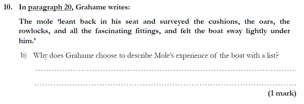 Question 10(b) - Streatham and Clapham High School – 11+ English Entrance Examination – 2020