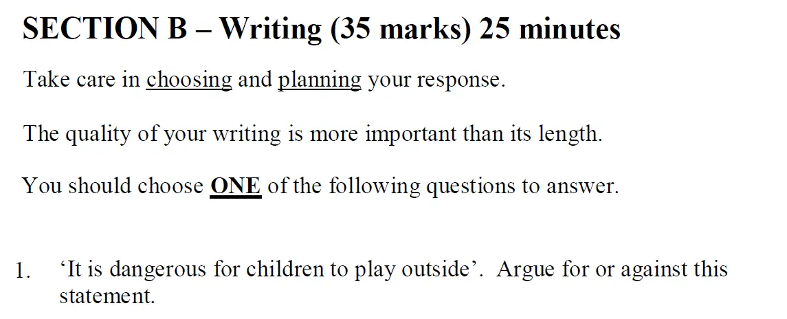 Writing task 01 - Streatham and Clapham High School - 11 Plus English Specimen Paper - 2019