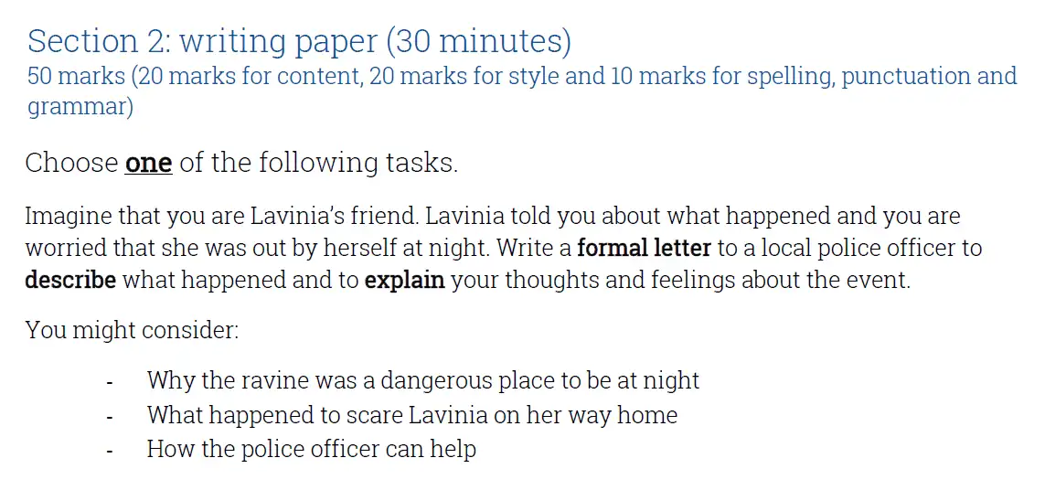 Writing task 01 - Sydenham High School - 11 Plus Sample English Entrance Exam Paper - 2017