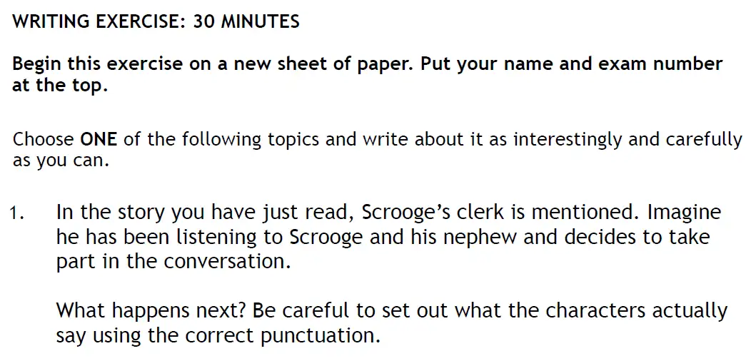 Writing task 01 - The Haberdashers' Aske's Boys’ School – 11+ English Entrance Examination – 2010