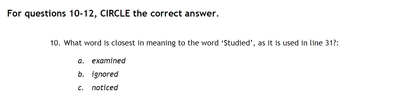 Question 10 - The Haberdashers' Aske's Boys’ School – 11+ English Entrance Examination – 2011