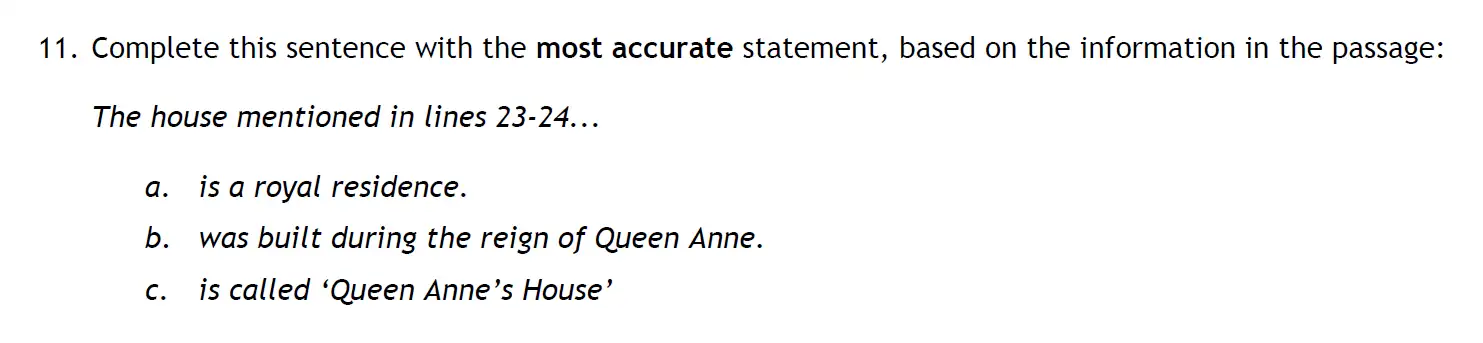 Question 11 - The Haberdashers' Aske's Boys’ School – 11+ English Entrance Examination – 2011