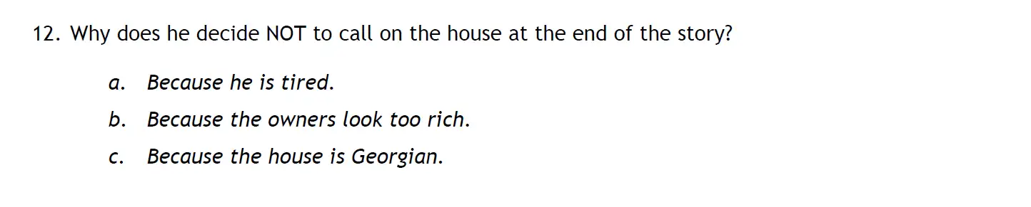 Question 12 - The Haberdashers' Aske's Boys’ School – 11+ English Entrance Examination – 2011
