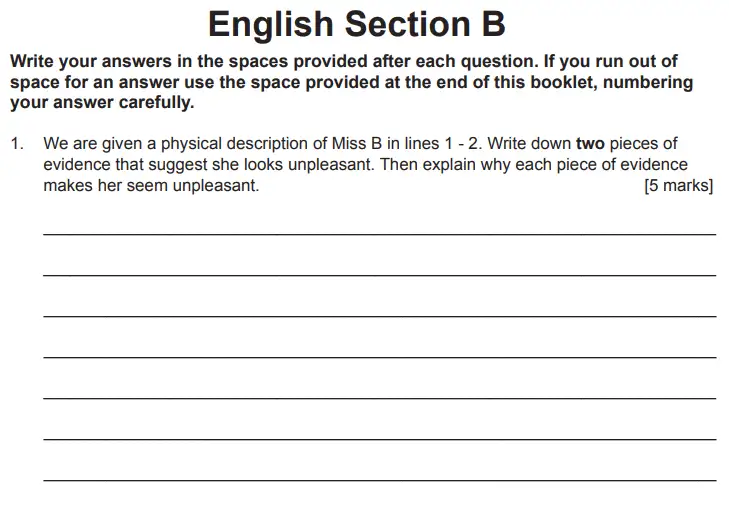 Question 01 - The Manchester Grammar School 11 Plus Entrance Exam English Paper 2019