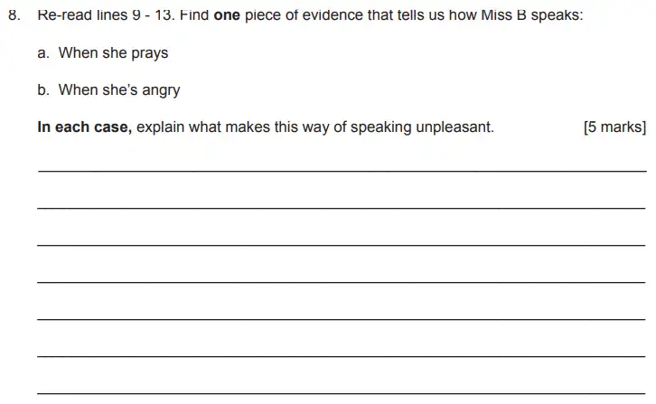 Question 08 - The Manchester Grammar School 11 Plus Entrance Exam English Paper 2019