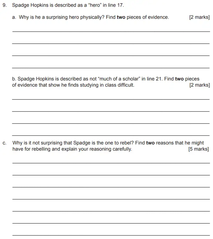 Question 09 - The Manchester Grammar School 11 Plus Entrance Exam English Paper 2019