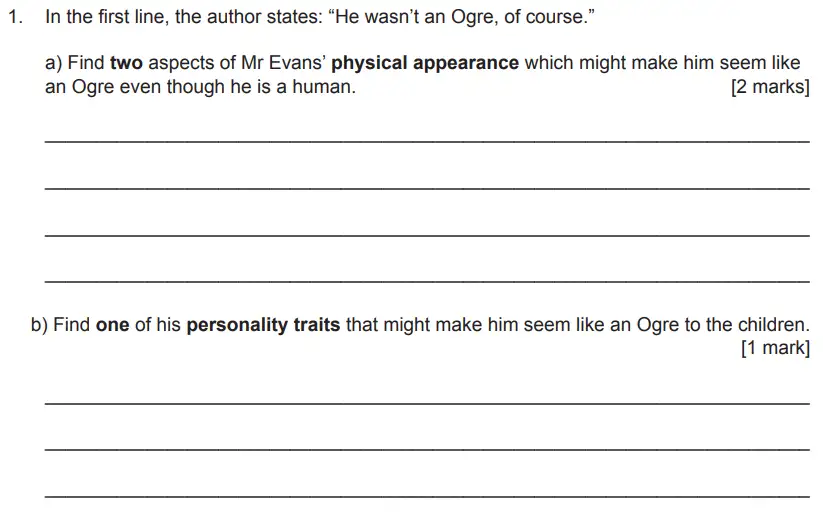 Question 01 - The Manchester Grammar School 11 Plus English Paper Section B - 2018