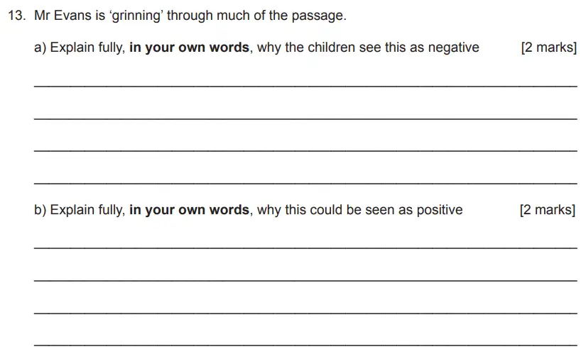 Question 13 - The Manchester Grammar School 11 Plus English Paper Section B - 2018