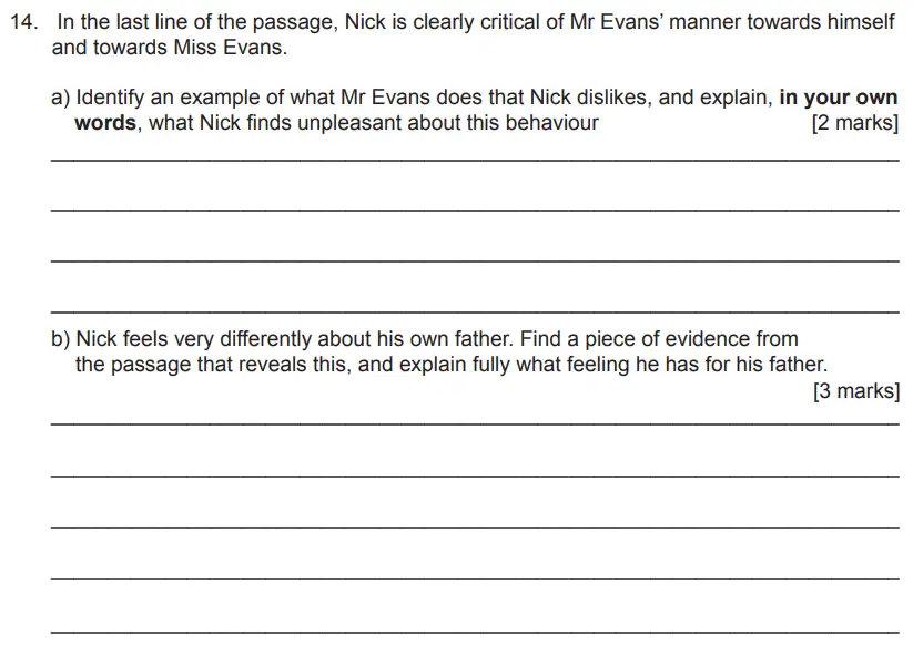 Question 14 - The Manchester Grammar School 11 Plus English Paper Section B - 2018