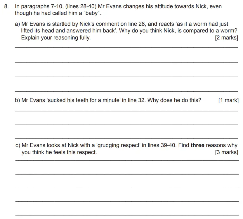 Question 08 - The Manchester Grammar School 11 Plus English Paper Section B - 2018