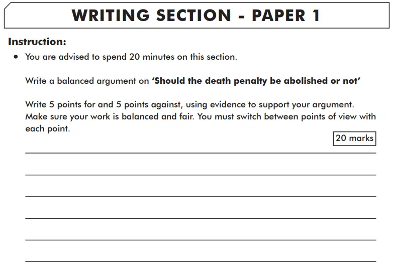 Writing task Question - Writing Section - Paper 1