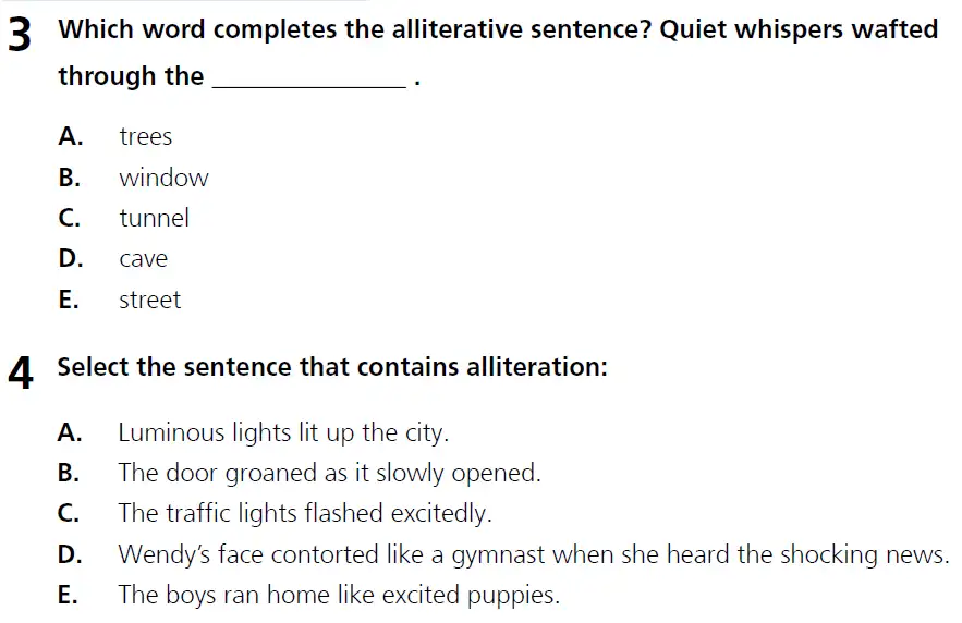 Question 03 & 04 - 11+ Literary Devices - Alliteration - Paper 1