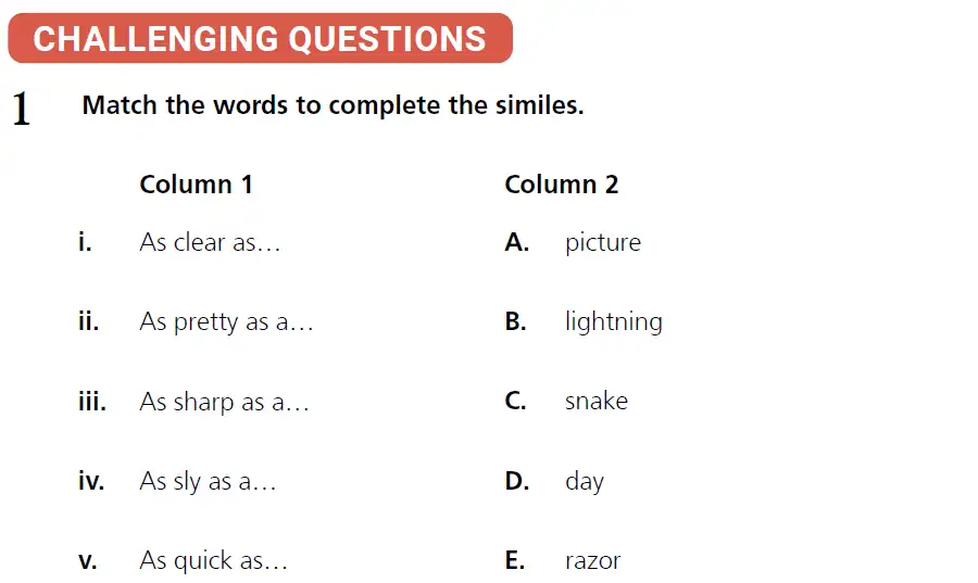 Question 16 - 11+ Literary Devices - Simile - Paper 1