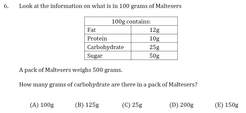 Question 06 - 11 Plus GL Maths Pack 1 Test Paper 1