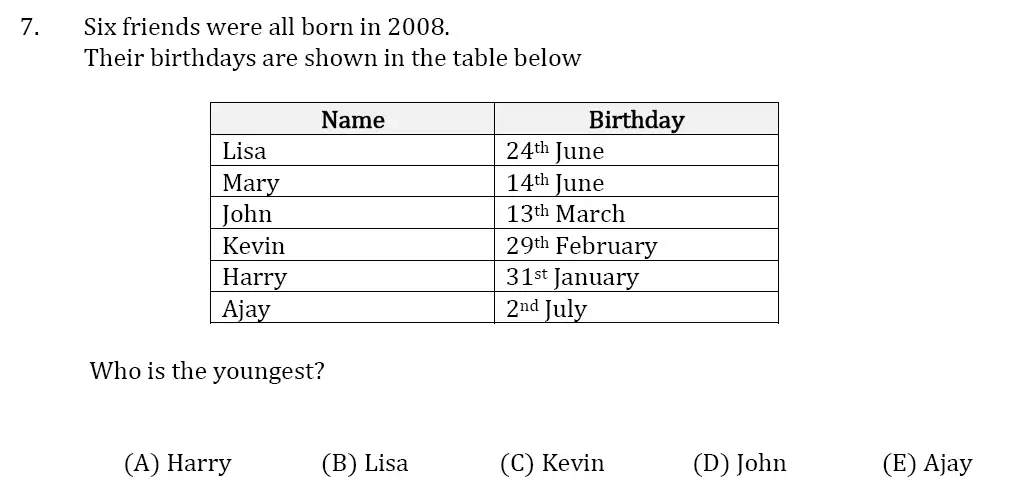 Question 07 - 11 Plus GL Maths Pack 1 Test Paper 1