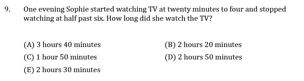 Question 09 - 11 Plus GL Maths Pack 1 Test Paper 1