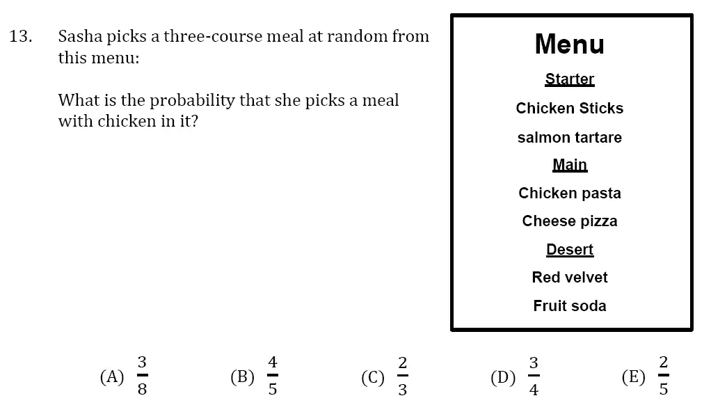 Question 13 - 11 Plus GL Maths Pack 1 Test Paper 1