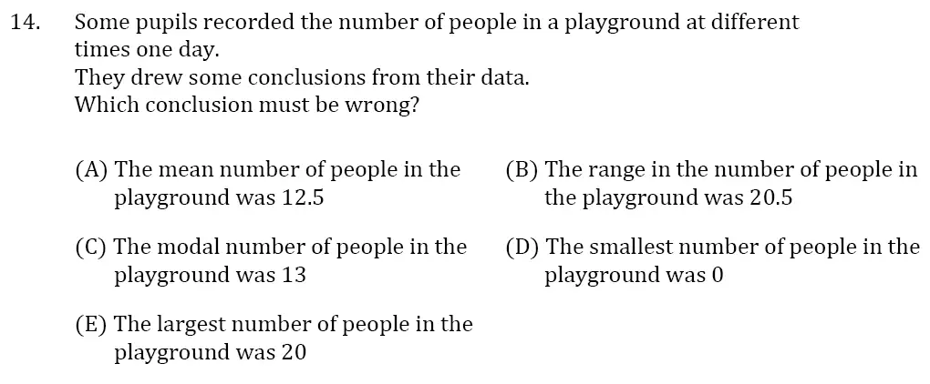 Question 14 - 11 Plus GL Maths Pack 1 Test Paper 1