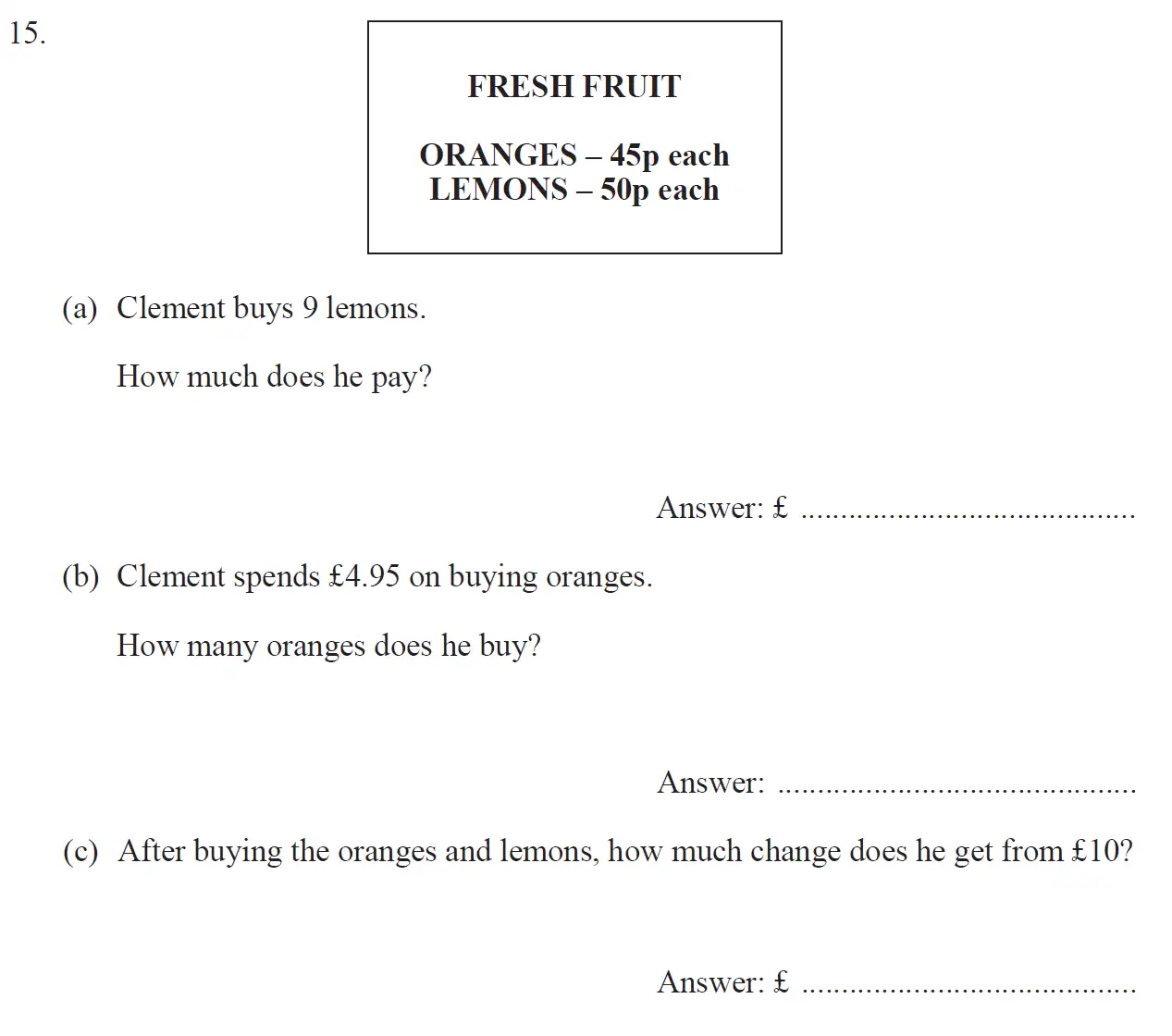 Question 15(15(a),15(b),15(c)) - The North London Independent Girls' Schools' Consortium Group 1 Maths 2017