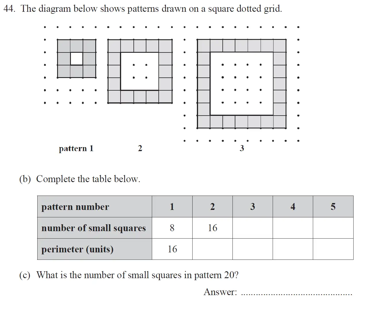 Question 44(44(b),44(c)) - The North London Independent Girls' Schools' Consortium Group 1 Maths 2017