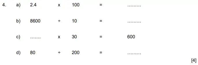Question 4(a,b,c,d) - Aldenham School – 11+ Maths Sample Paper 2023