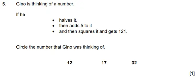 Question 5 - Aldenham School – 11+ Maths Sample Paper 2023
