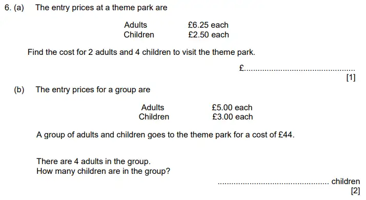 Question 6(a,b) - Aldenham School – 11+ Maths Sample Paper 2023