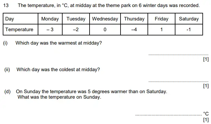 Question 13(a,b,c) - Aldenham School – 11+ Maths Sample Paper 2023