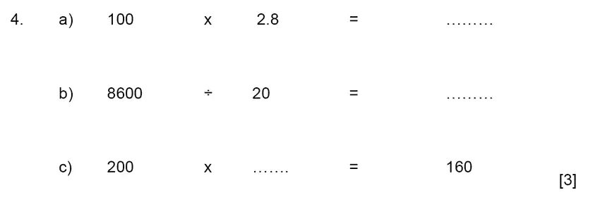 Question 4(a,b,c) - Aldenham School – 11+ Maths Sample Paper 2022
