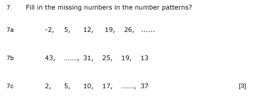 Question 7(a,b,c) - Aldenham School – 11+ Maths Sample Paper 2022