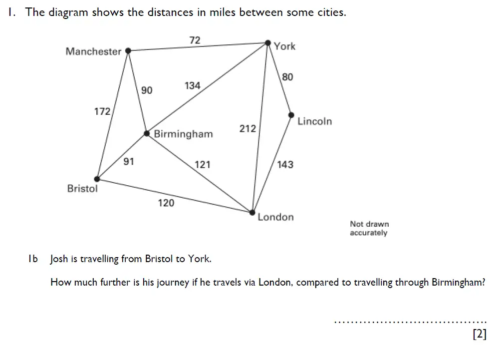 Question 1b - Aldenham School – 11+ Maths Sample Paper 2024