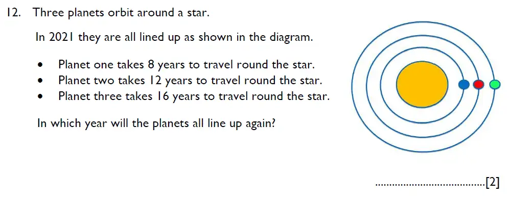 Question 12 - Aldenham School – 11 Plus Maths Sample Paper - 2024