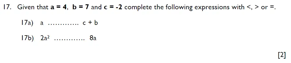 Question 17(17a,17b) - Aldenham School – 11 Plus Maths Sample Paper - 2024