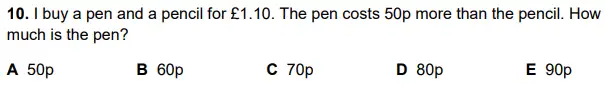 Question 10 - Alleyn’s School – 11+ Mathematics (Paper 1) - 2024