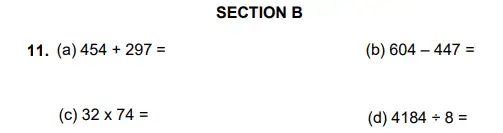 Question 11(a,b,c,d) - Alleyn’s School – 11+ Mathematics (Paper 1) - 2024