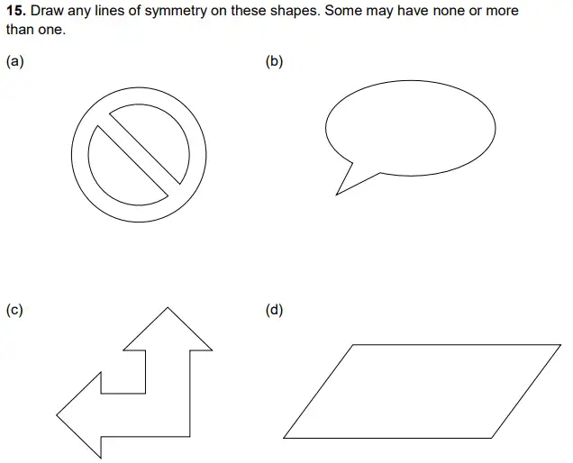 Question 15(a,b,c,d) - Alleyn’s School – 11+ Mathematics (Paper 1) - 2024