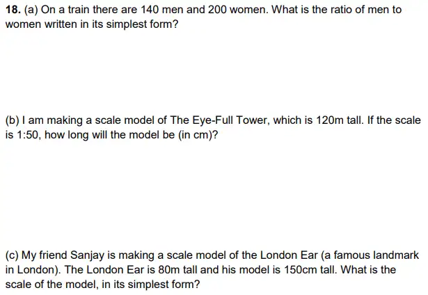 Question 18(a,b,c) - Alleyn’s School – 11+ Mathematics (Paper 1) - 2024