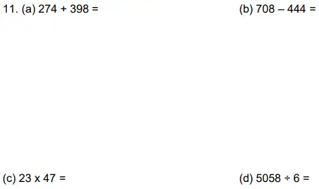 Question 11(a,b,c,d) - Alleyn’s School – 11+ Mathematics (Paper 2) - 2024