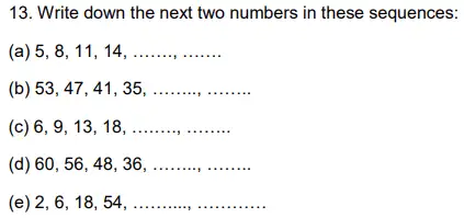 Question 13(a,b,c,d,e) - Alleyn’s School – 11+ Mathematics (Paper 2) - 2024