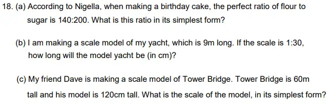 Question 18(a,b,c) - Alleyn’s School – 11+ Mathematics (Paper 2) - 2024