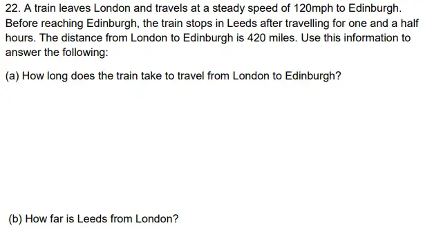 Question 22(a,b) - Alleyn’s School – 11+ Mathematics (Paper 2) - 2024