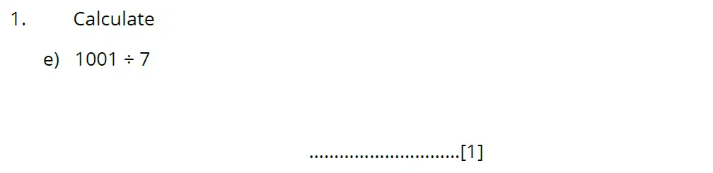 Question 1(e) - Bancrofts School - 11 Plus Maths Sample Paper 1 - 2025