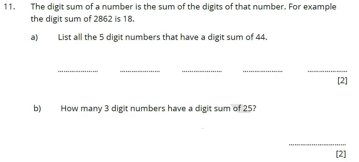 Question 11(a,b) - Bancrofts School - 11 Plus Maths Sample Paper 1 - 2025