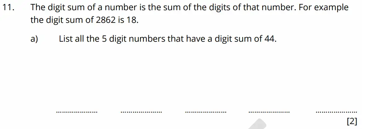 Question 11(a) - Bancrofts School - 11 Plus Maths Sample Paper 1 - 2026