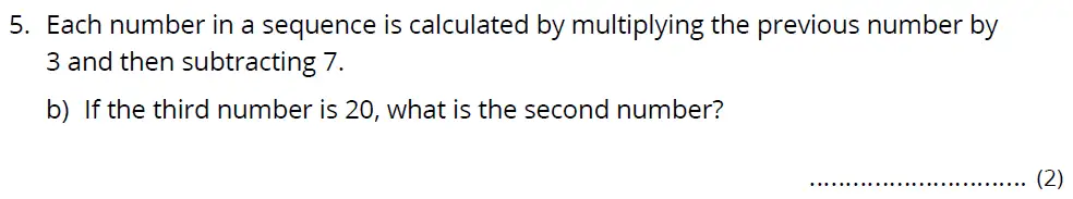 Question 5(b) - Bancroft’s School – Sample 11+ Maths Paper 2022