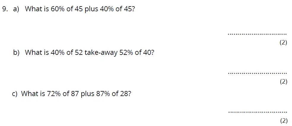 Question 9(a,b,c) - Bancroft’s School – Sample 11+ Maths Paper 2022