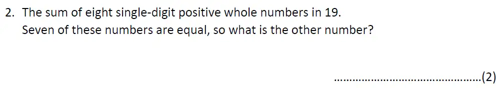 Question 2 - Bancroft's School 11 Plus Maths Sample Entrance Paper 2024