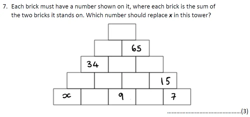 Question 7 - Bancroft's School 11 Plus Maths Sample Entrance Paper 2024